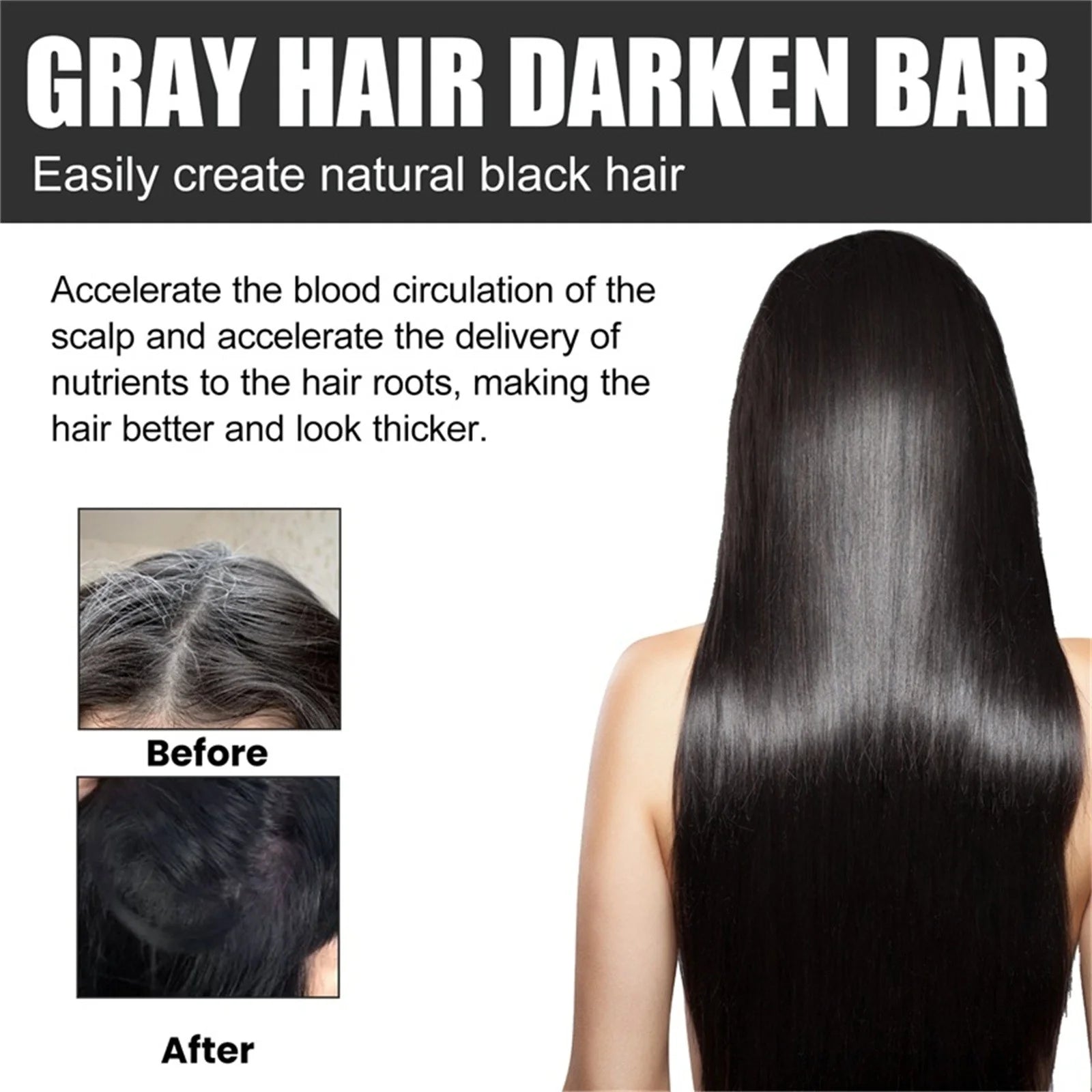 Beauty Clearance Gray Reverse Bar,Cover Gray Hair Bar Soap,Natural Hair Darkening Shampoo Bar for Coverage Gray Hair Soap,Gray White Hair Reverse Bar,Fast Natural Shampoo Bar so Black Free Size