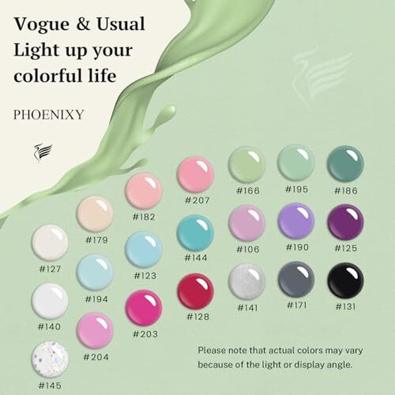 Gel Nail Polish, 21 Colors Gel Nail Polish Set with Base Coat Garden Fantasy