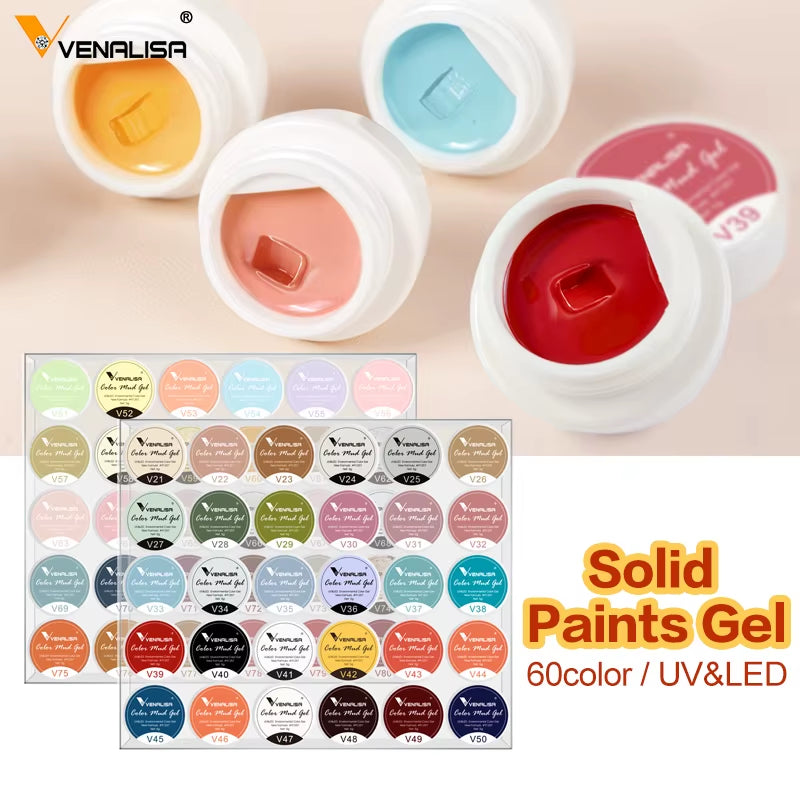 60Pcs/Kit  Painting Gel 5Ml Pot Full Coverage New Arrival Mud Gel Creamy Gel Solid Color Soak off UV LED Nail Gel Kit