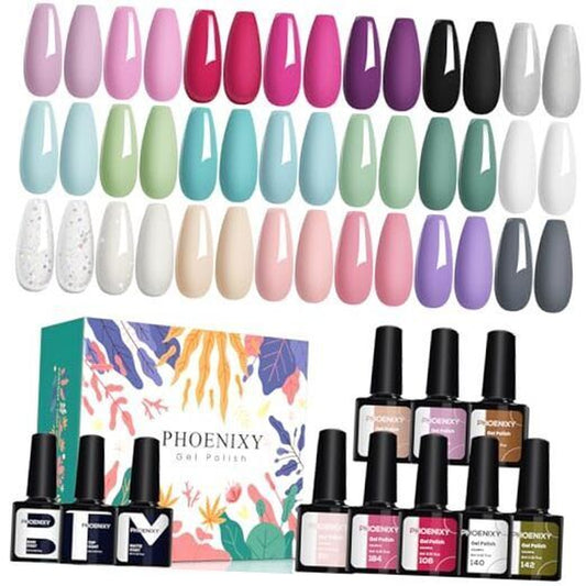 Gel Nail Polish, 21 Colors Gel Nail Polish Set with Base Coat Garden Fantasy