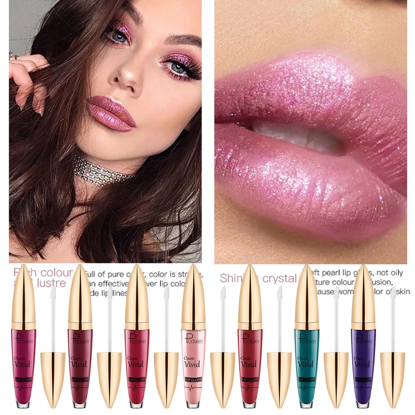 Diamond Shiny Long Lasting Lipstick Glitter Lipgloss Lipstick Shiny Matte Liquid Lipstick Shimmer Shinning Sparkly Sparkling Lipstick High Gloss Glow, 5Ml