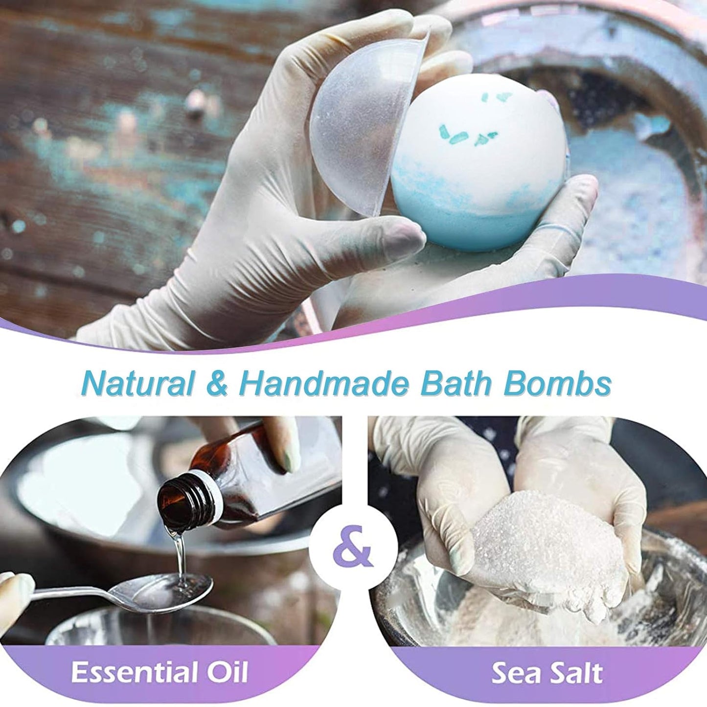 Bath Bombs Gift Set for Men, Large Organic Bath Bombs, Bubble & Spa Bath Bombs, Handmade Essential Oil Natural Ingredients Relaxing Scents, Stocking Stuffers Gifts for Him, Father (4Pack)