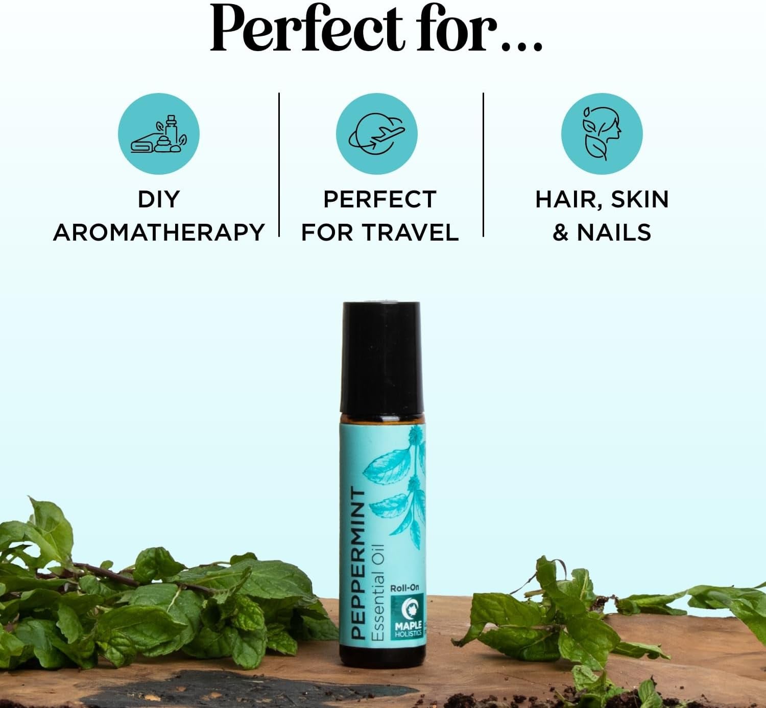 Peppermint Essential Oil Roll on - Pure Peppermint Oil Stick Travel Essentials with Aromatherapy Oil for Headaches - Pre-Diluted Natural Peppermint Oil Roll on for Energy Focus and Concentration