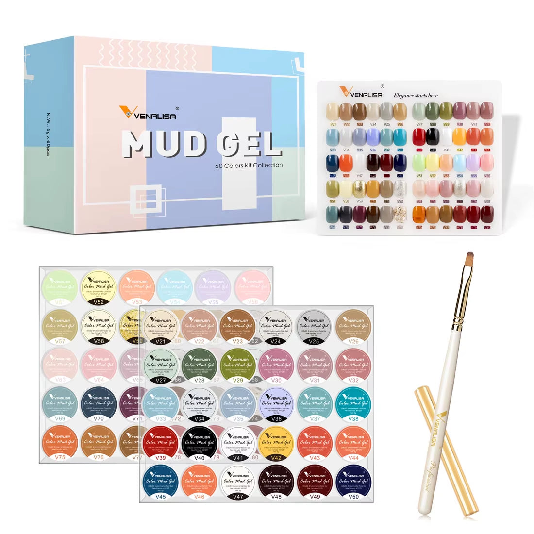 60Pcs/Kit  Painting Gel 5Ml Pot Full Coverage New Arrival Mud Gel Creamy Gel Solid Color Soak off UV LED Nail Gel Kit