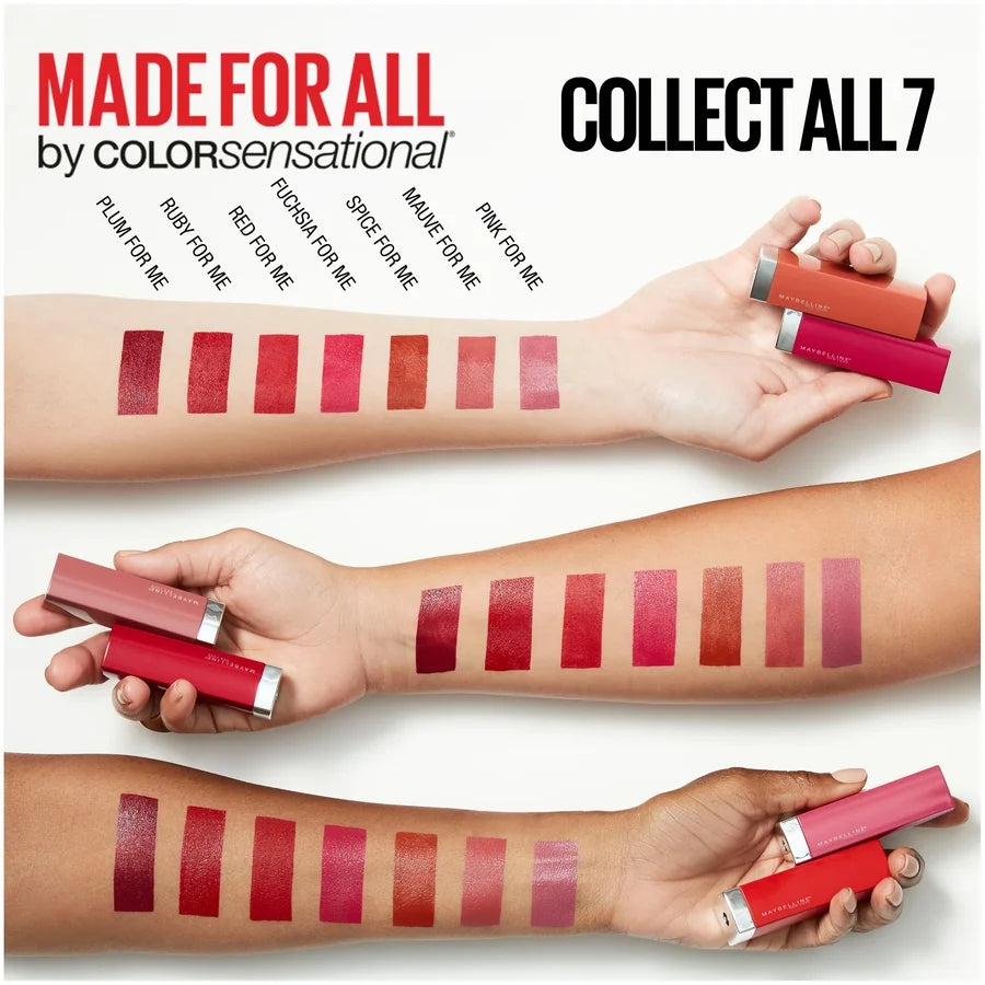 Color Sensational Made for All Lipstick, Red for Me, Matte Red Lipstick, 0.15 Oz.