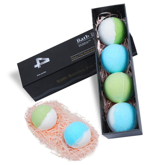 Bath Bombs Gift Set for Men, Large Organic Bath Bombs, Bubble & Spa Bath Bombs, Handmade Essential Oil Natural Ingredients Relaxing Scents, Stocking Stuffers Gifts for Him, Father (4Pack)