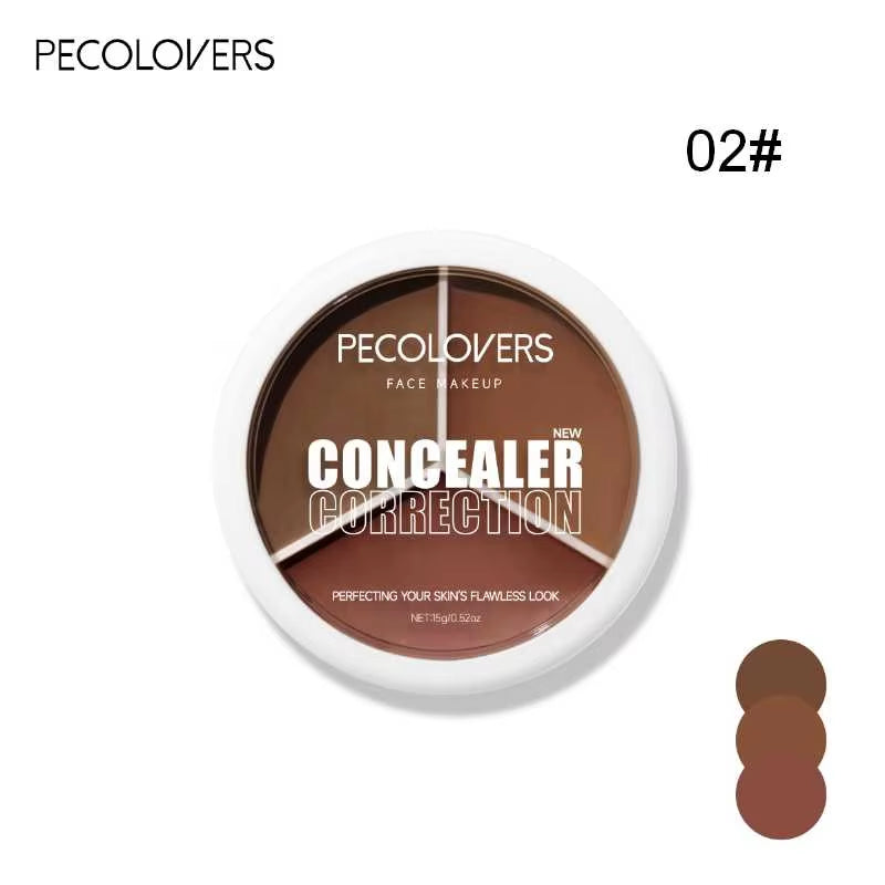 3 Colors Concealer Palette Eyeshadow Base Palette Matte Contour Concealer with Brush Covering for Dark Circles Concealer Cream