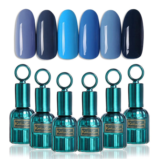 Gel Nail Polish Set, 6 Colors Gel Polish Soak off LED Nail Art Manicure Kit Diy at Home 12Ml/Bottle… (Blue)