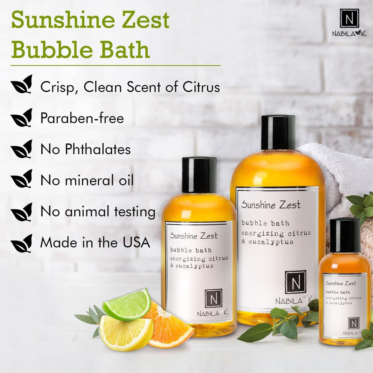 Sunshine Zest Bubble Bath with Citrus & Eucalyptus Scent by  - Essential Oils with Natural Ingredients for Sensitive Skin, Tear-Free, Gentle, Moisturizing - Luxury for Women & Men, 16 Oz